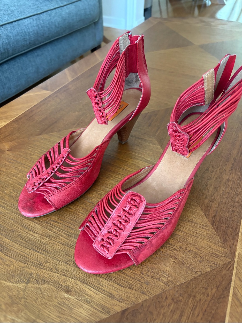 Miz Mooz Red Strappy Open-Toe Heels